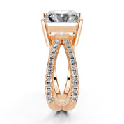 Radiant Cut Split Shank Lab Grown Diamond Engagement Ring with Pave Setting