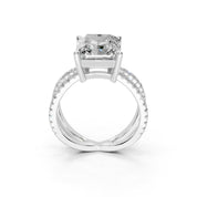 Radiant Cut Split Shank Lab Grown Diamond Engagement Ring with Pave Setting