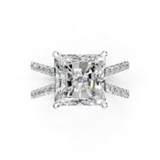 Radiant Cut Split Shank Lab Grown Diamond Engagement Ring with Pave Setting