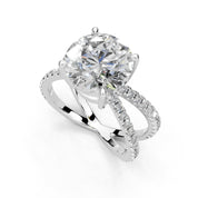 Round Cut Split Shank Lab Grown Diamond Engagement Ring with Pave Setting