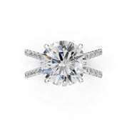 Round Cut Split Shank Lab Grown Diamond Engagement Ring with Pave Setting