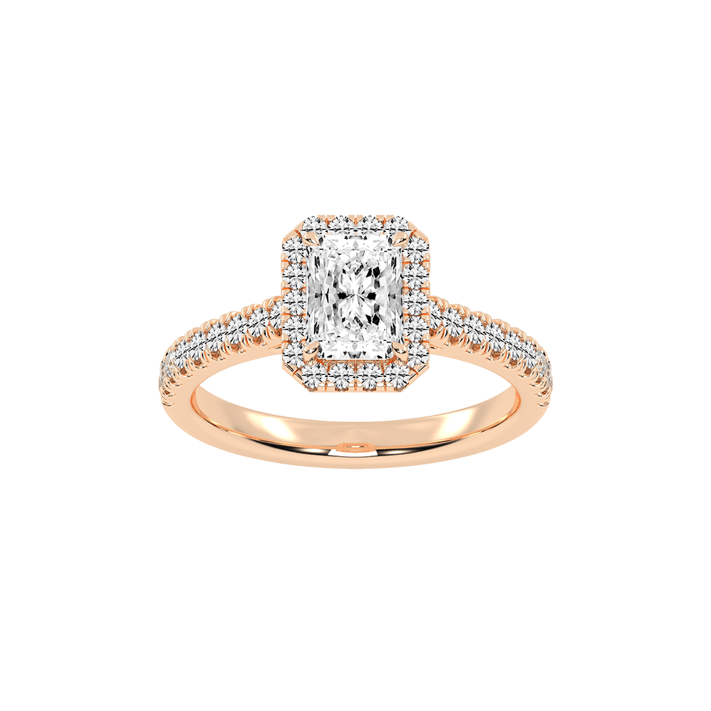 Radiant Cut Pave Setting Halo  Lab Grown Diamond Engagement Ring (1.8 mm width)