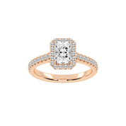 Radiant Cut Pave Setting Halo  Lab Grown Diamond Engagement Ring (1.8 mm width)