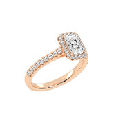 Radiant Cut Pave Setting Halo  Lab Grown Diamond Engagement Ring (1.8 mm width)