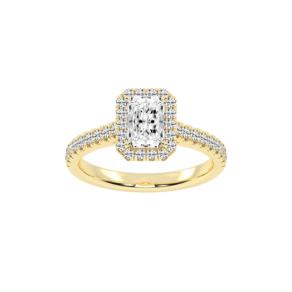 Radiant Cut Pave Setting Halo  Lab Grown Diamond Engagement Ring (1.8 mm width)