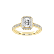 Radiant Cut Pave Setting Halo  Lab Grown Diamond Engagement Ring (1.8 mm width)