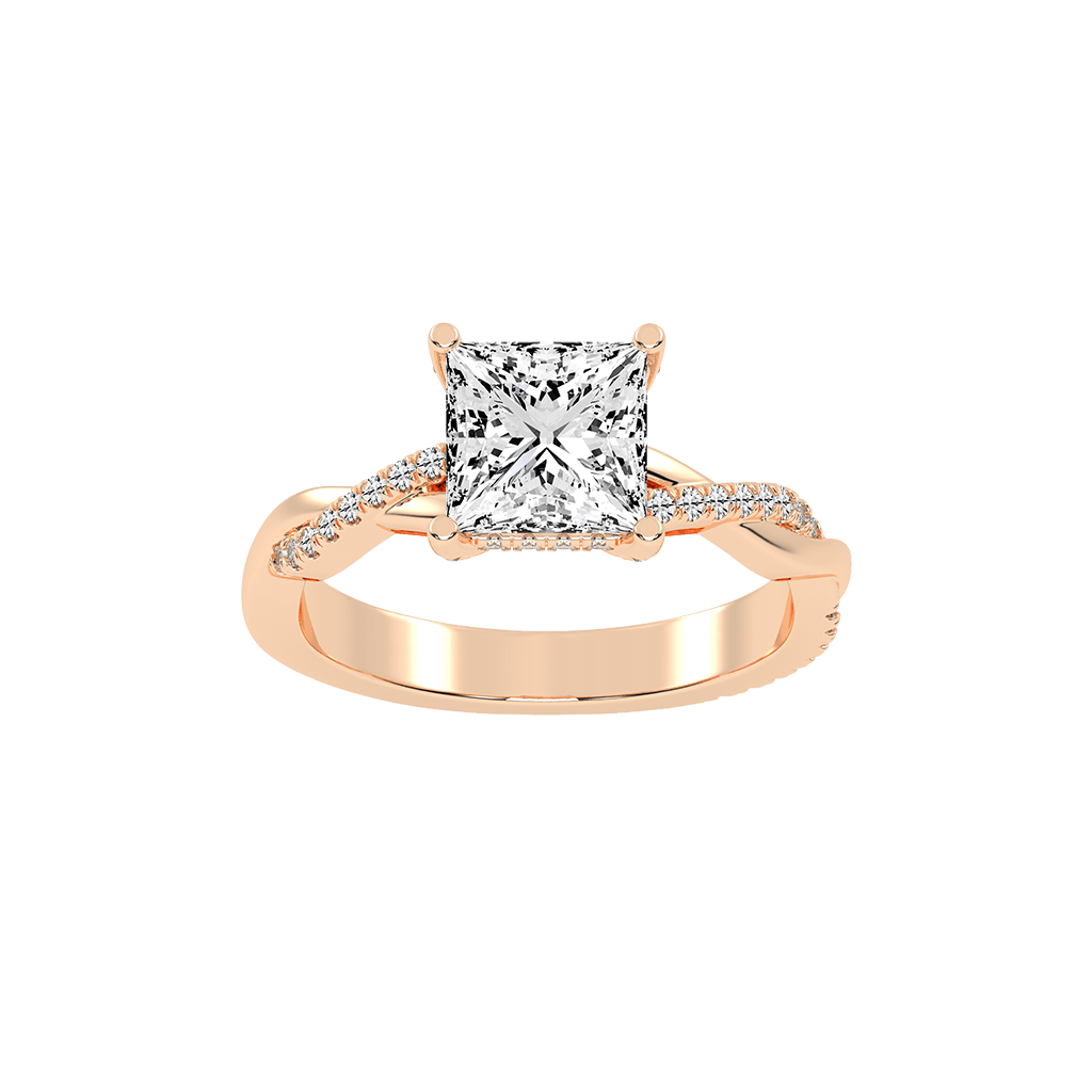 Pave Lab Grown Diamond Engagement Ring with Princess Center Stone