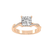 Pave Lab Grown Diamond Engagement Ring with Princess Center Stone