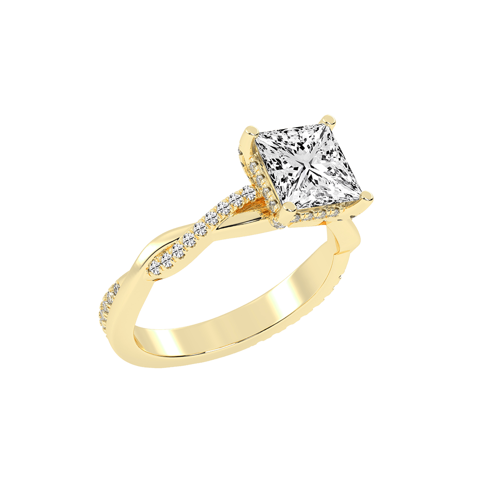 Pave Lab Grown Diamond Engagement Ring with Princess Center Stone