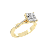 Pave Lab Grown Diamond Engagement Ring with Princess Center Stone