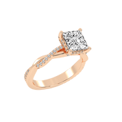 Pave Lab Grown Diamond Engagement Ring with Princess Center Stone