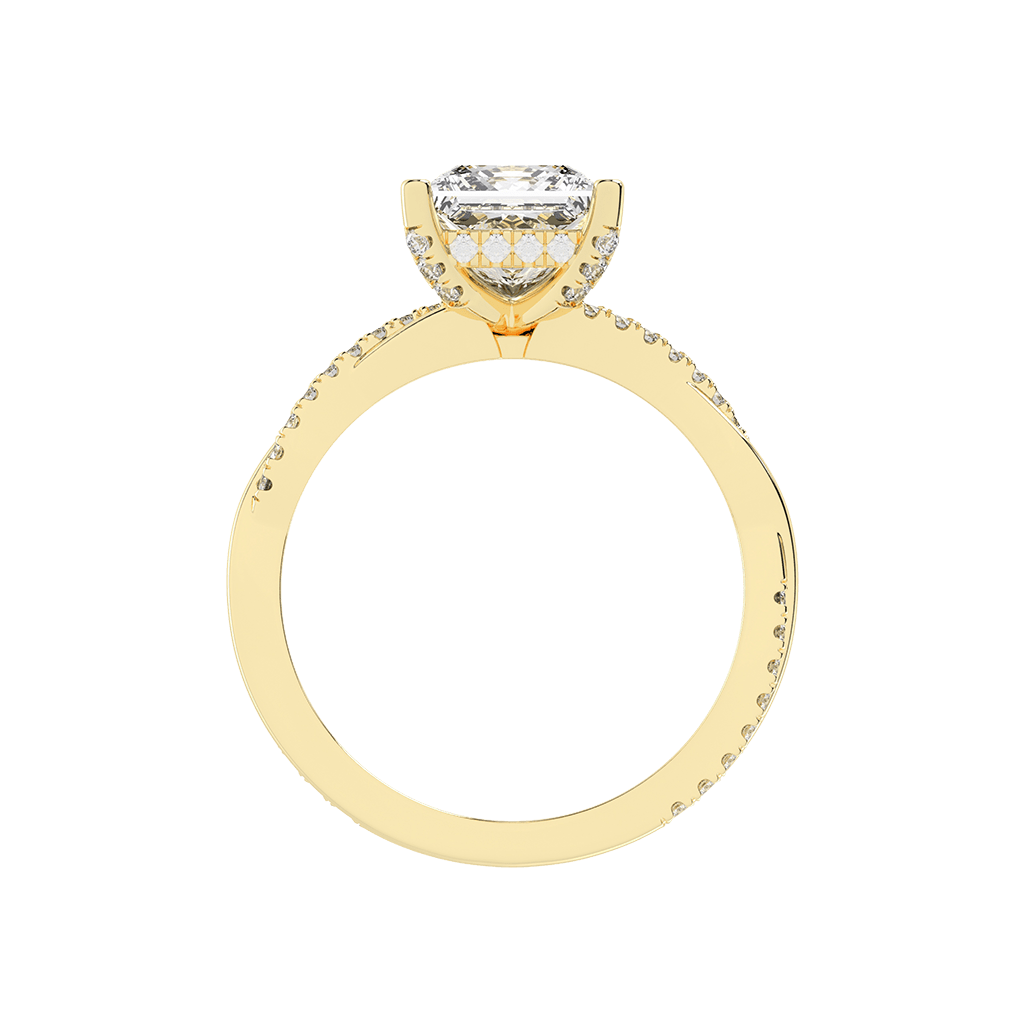 Pave Lab Grown Diamond Engagement Ring with Princess Center Stone