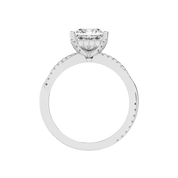 Pave Lab Grown Diamond Engagement Ring with Princess Center Stone