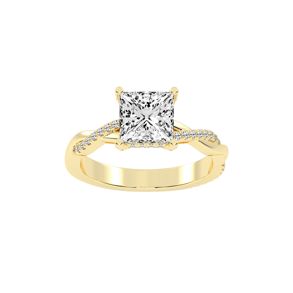 Pave Lab Grown Diamond Engagement Ring with Princess Center Stone