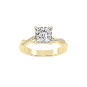 Pave Lab Grown Diamond Engagement Ring with Princess Center Stone