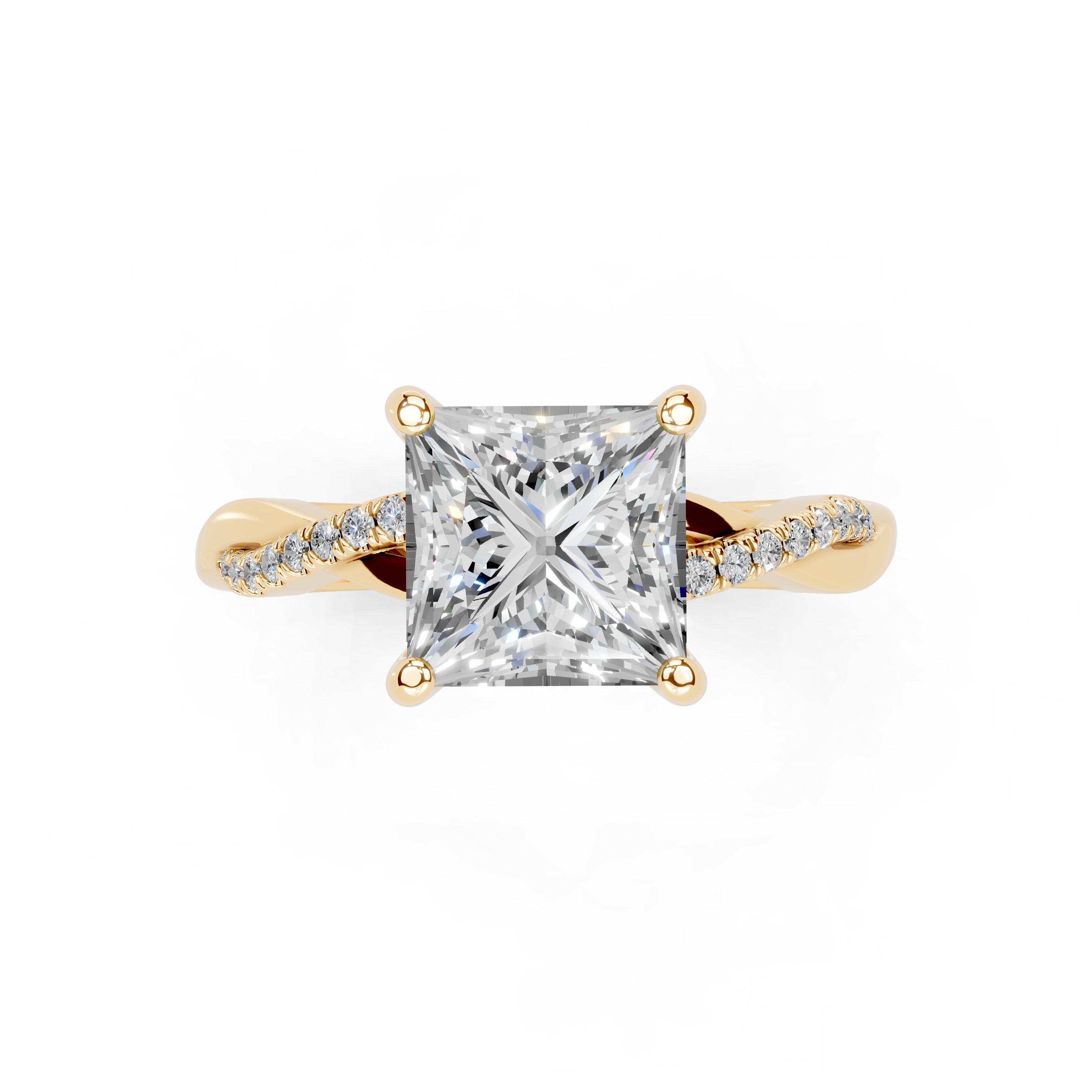 Pave Lab Grown Diamond Engagement Ring with Princess Center Stone