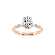 Oval Cut Hidden Halo  Pave  Lab Grown Diamond Engagement Ring