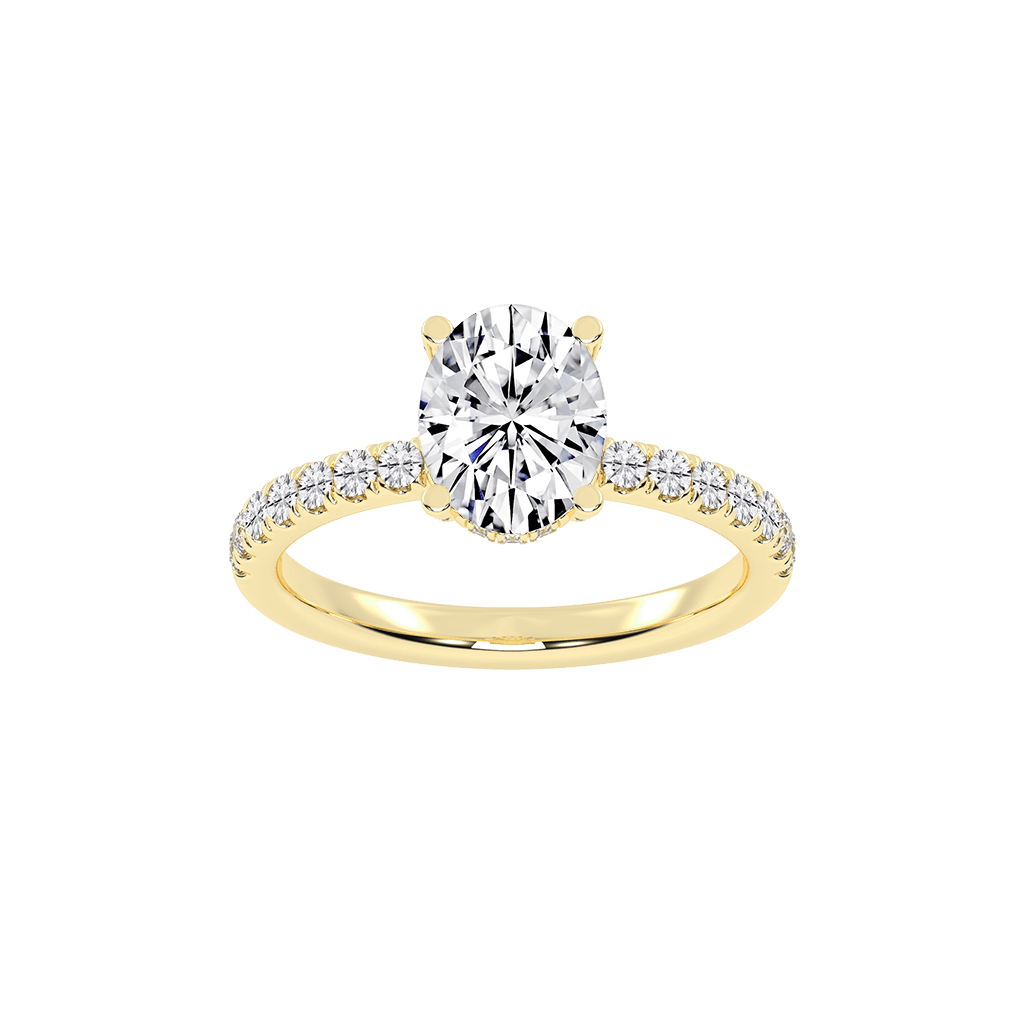 Oval Cut Hidden Halo  Pave  Lab Grown Diamond Engagement Ring