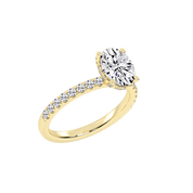 Oval Cut Hidden Halo  Pave  Lab Grown Diamond Engagement Ring