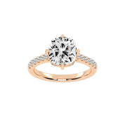 Pave Lab Grown Diamond Engagement Ring with Cushion Center Stone and Hidden Halo Setting