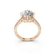 Pave Lab Grown Diamond Engagement Ring with Cushion Center Stone and Hidden Halo Setting