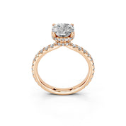 Cushion Cut Discreet Halo  Pave  Lab Grown Diamond Engagement Ring