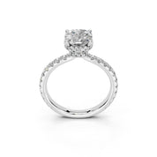 Cushion Cut Discreet Halo  Pave  Lab Grown Diamond Engagement Ring