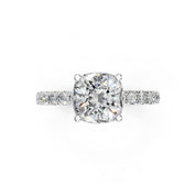 Cushion Cut Discreet Halo  Pave  Lab Grown Diamond Engagement Ring