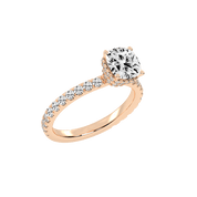 Cushion Cut Discreet Halo  Pave  Lab Grown Diamond Engagement Ring