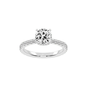 Cushion Cut Discreet Halo  Pave  Lab Grown Diamond Engagement Ring