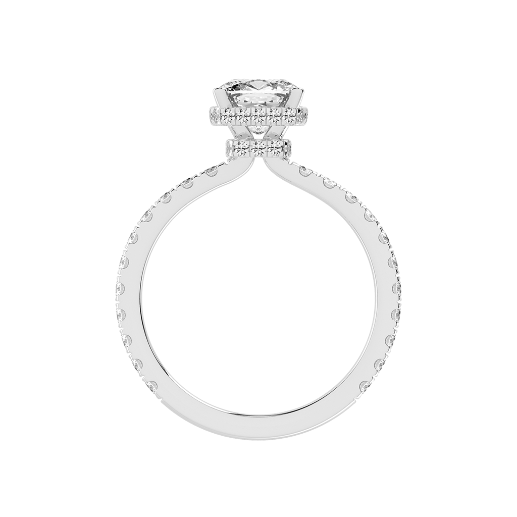 Cushion Cut Discreet Halo  Pave  Lab Grown Diamond Engagement Ring