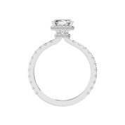 Cushion Cut Discreet Halo  Pave  Lab Grown Diamond Engagement Ring