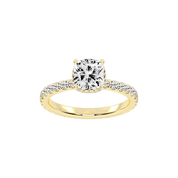 Cushion Cut Discreet Halo  Pave  Lab Grown Diamond Engagement Ring