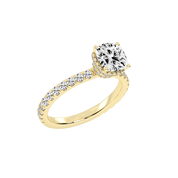 Cushion Cut Discreet Halo  Pave  Lab Grown Diamond Engagement Ring