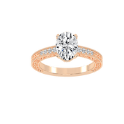 Fancy Lab Grown Diamond Engagement Ring with Oval Center Stone and Hidden Halo Setting