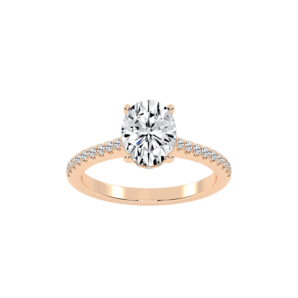 Oval Cut Square Prong Pave  Lab Grown Diamond Engagement Ring