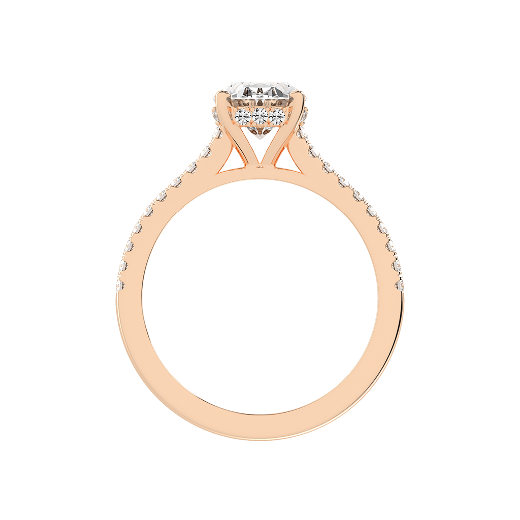 Oval Cut Square Prong Pave  Lab Grown Diamond Engagement Ring