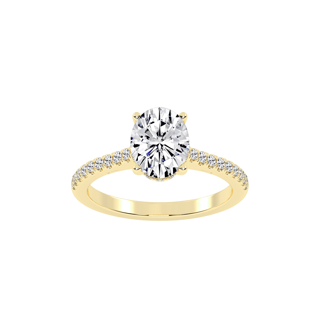 Oval Cut Square Prong Pave  Lab Grown Diamond Engagement Ring