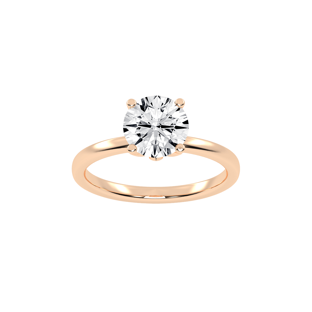 Round Cut Floral  Solitaire Lab Grown Diamond Engagement Ring (2 mm width)