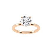 Round Cut Floral  Solitaire Lab Grown Diamond Engagement Ring (2 mm width)