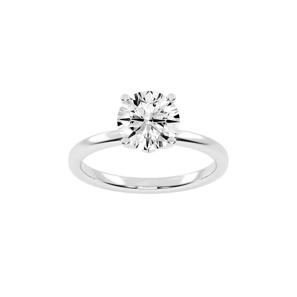 Round Cut Floral  Solitaire Lab Grown Diamond Engagement Ring (2 mm width)