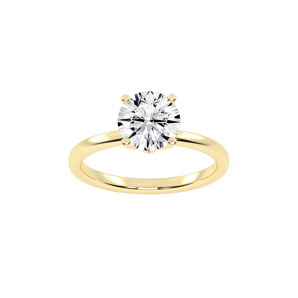 Round Cut Floral  Solitaire Lab Grown Diamond Engagement Ring (2 mm width)