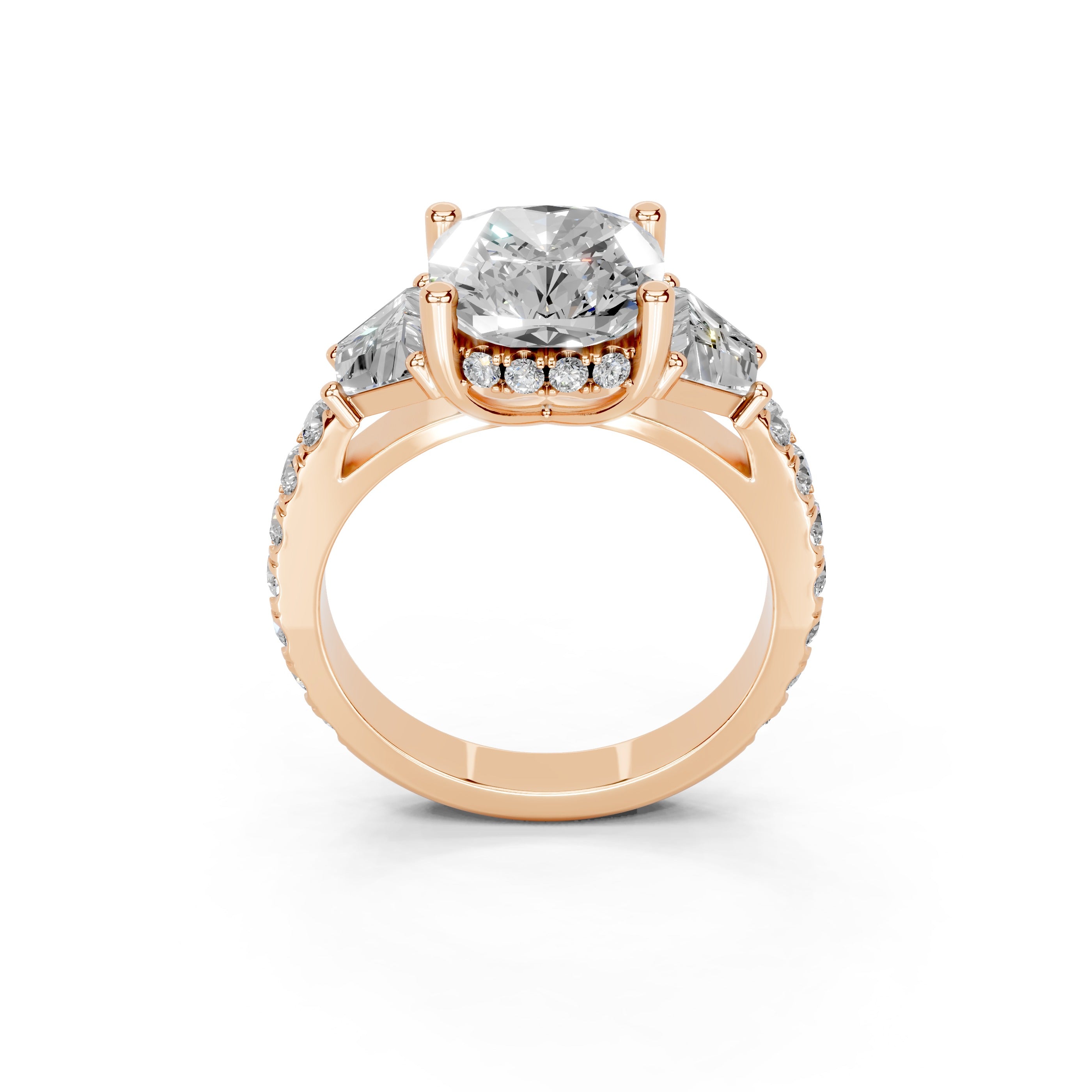 Pave Lab Grown Diamond Engagement Ring with Cushion Center Stone