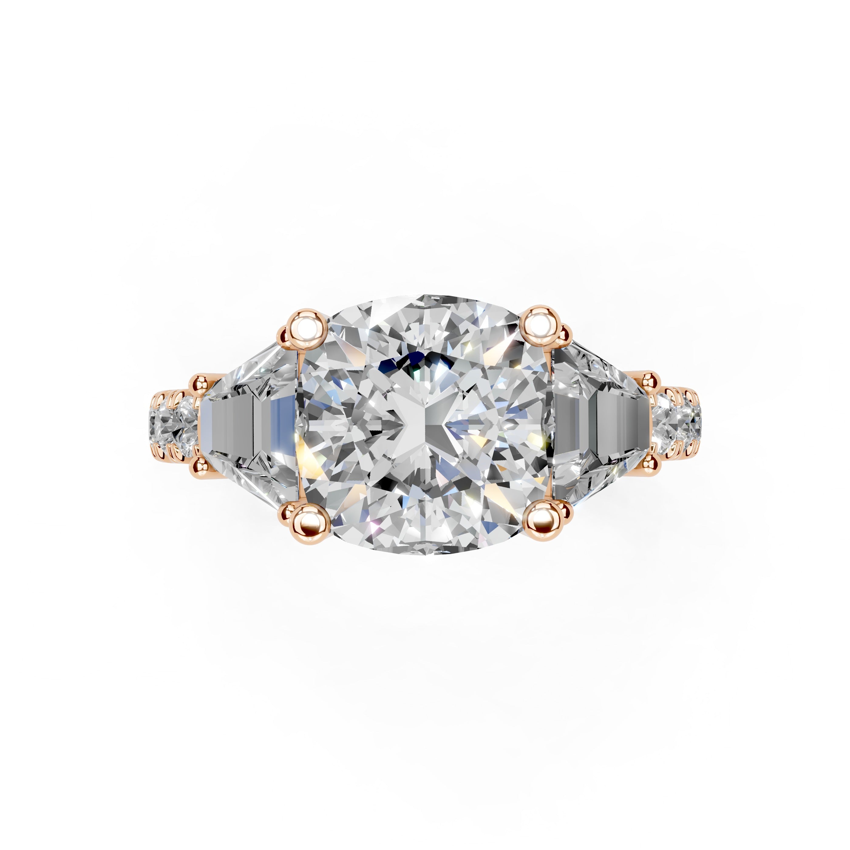 Pave Lab Grown Diamond Engagement Ring with Cushion Center Stone