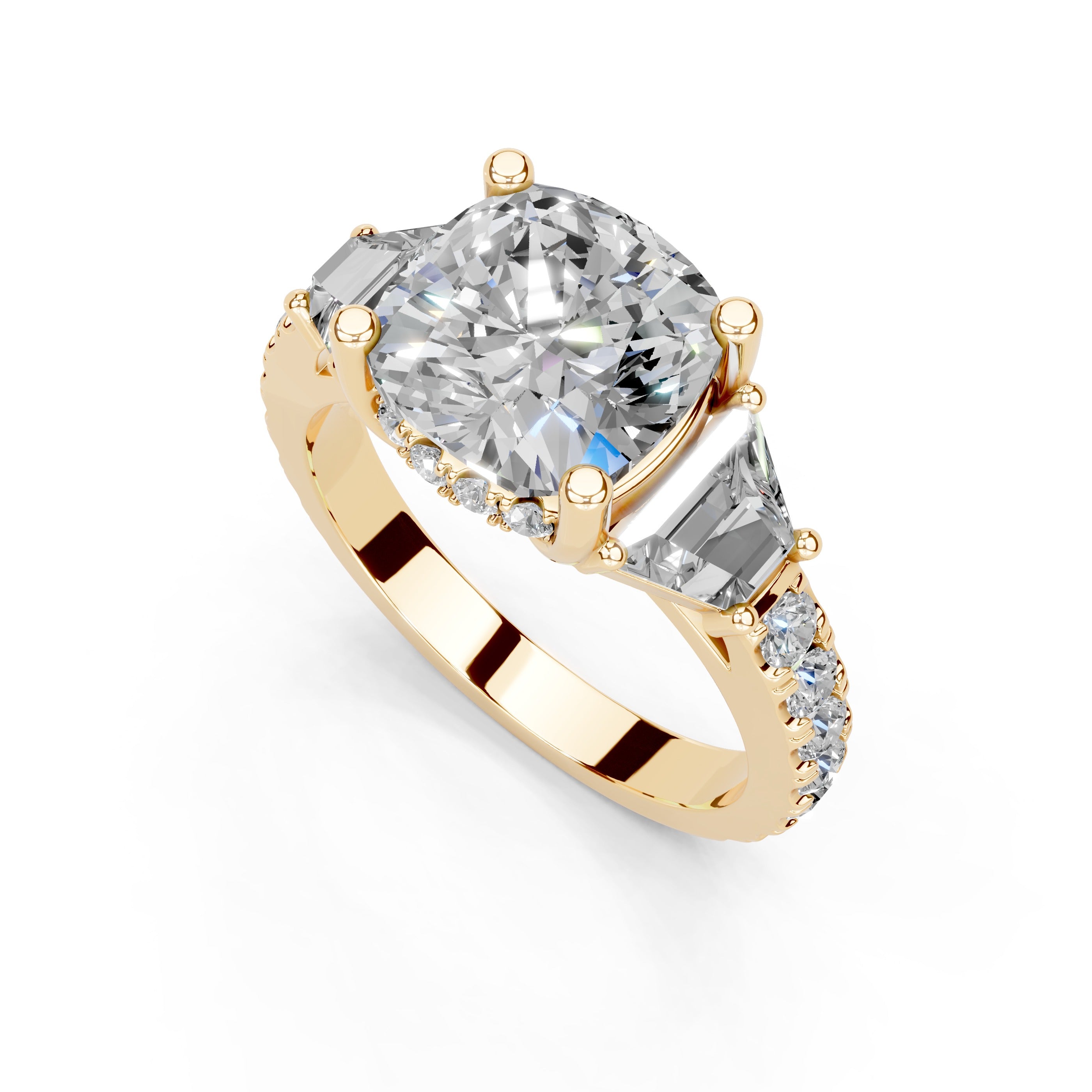 Pave Lab Grown Diamond Engagement Ring with Cushion Center Stone