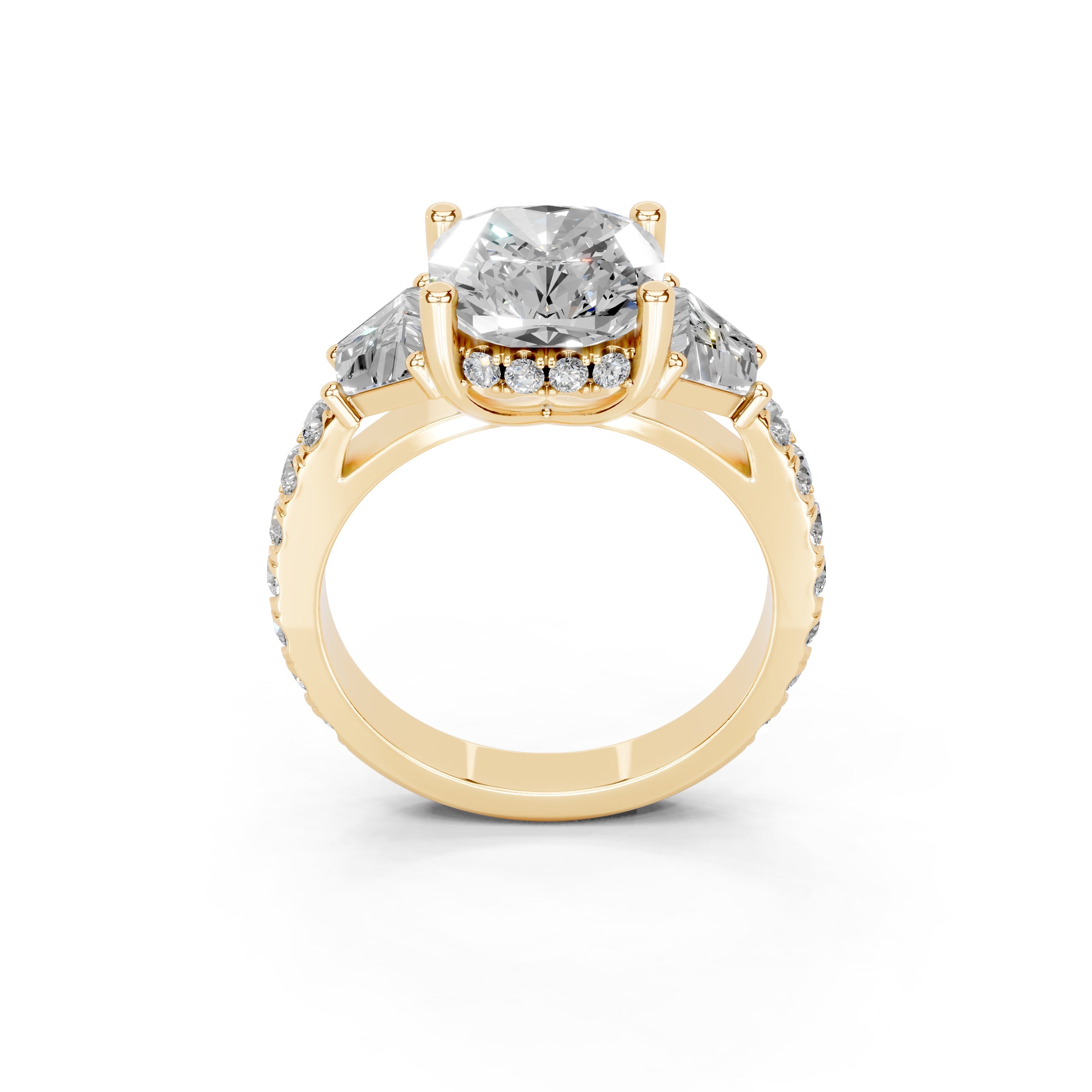 Pave Lab Grown Diamond Engagement Ring with Cushion Center Stone