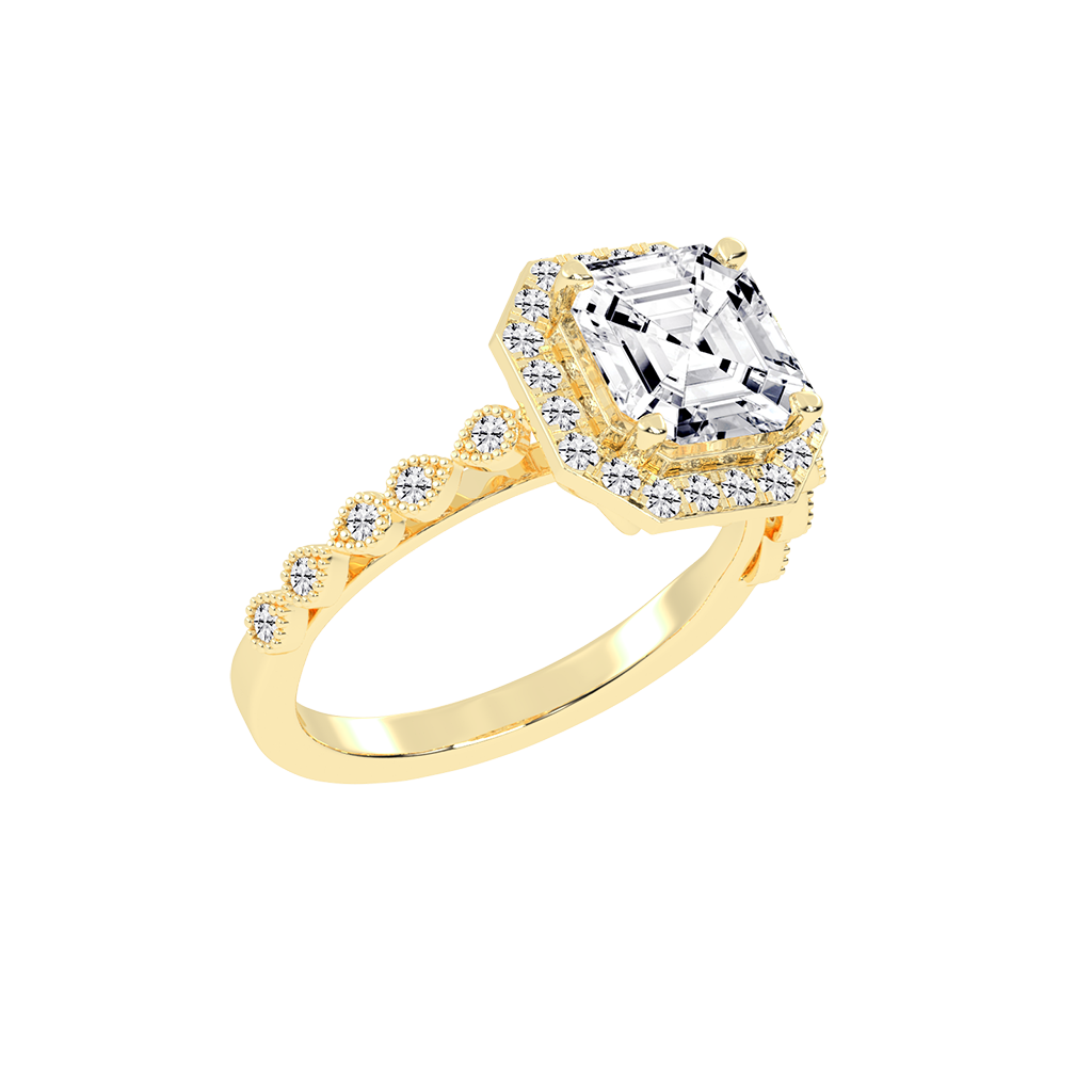 Asscher Cut Halo Lab Grown Diamond Engagement Ring