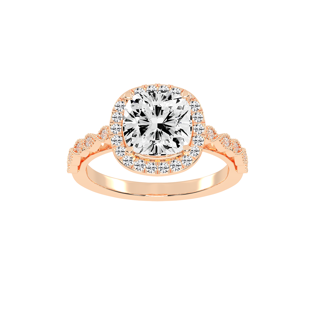 Cushion Cut Halo Lab Grown Diamond Engagement Ring