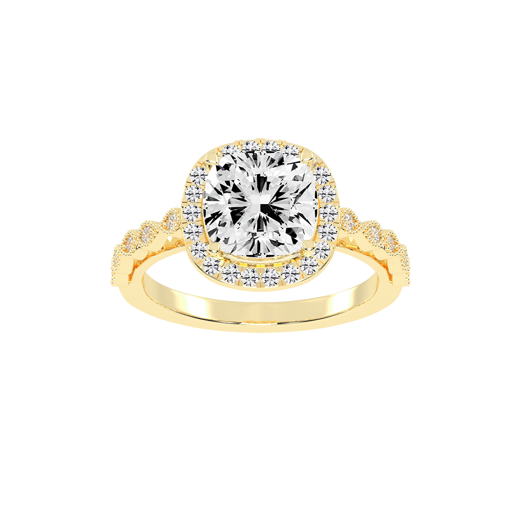 Cushion Cut Halo Lab Grown Diamond Engagement Ring