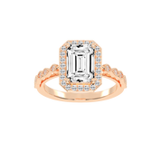 Emerald Cut Halo Lab Grown Diamond Engagement Ring